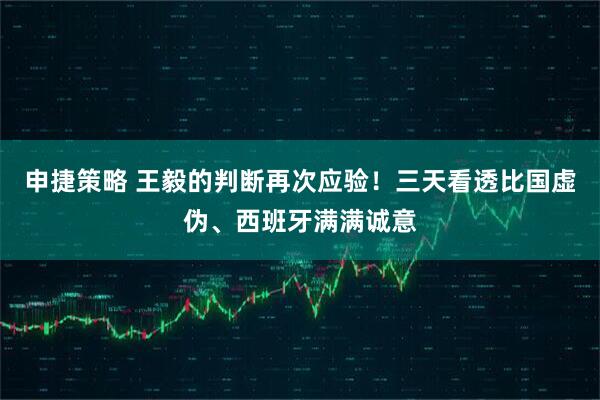 申捷策略 王毅的判断再次应验！三天看透比国虚伪、西班牙满满诚意