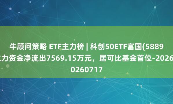牛顾问策略 ETF主力榜 | 科创50ETF富国(588940)主力资金净流出7569.15万元，居可比基金首位-20260717